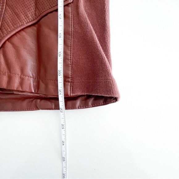 IVANKA TRUMP Faux-Leather Brown Moto Jacket Ribbed Side Panels Womens S Pleather - Picture 7 of 8